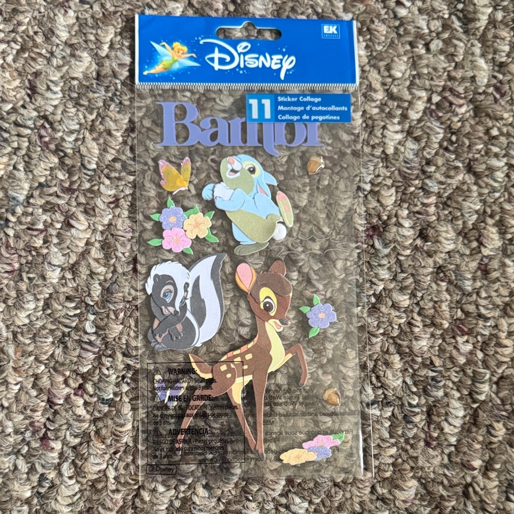 Disney Bambi Sticker Sheet - Blue, Brown, Green, Pink, Yellow